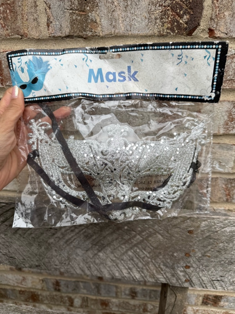 Silver Glitter Masquerade Mask